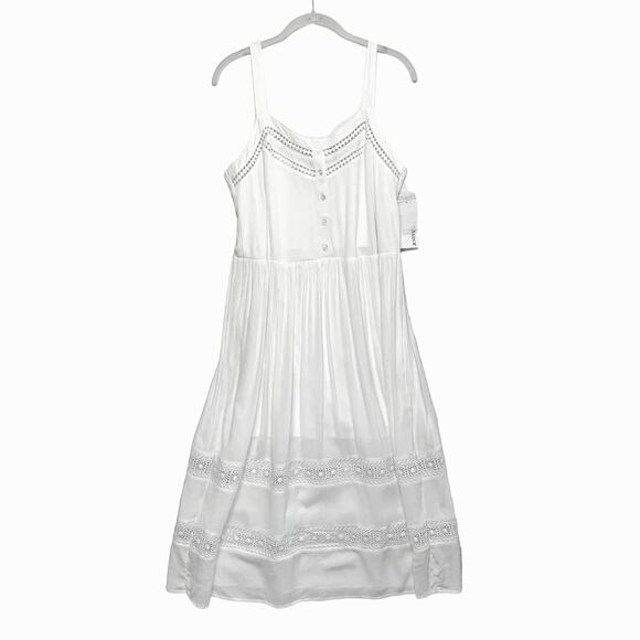 JustFab Dresses & Skirts - JustFab Gauze Boho Embroidered Sundress NWT Size S White Flowy Midi